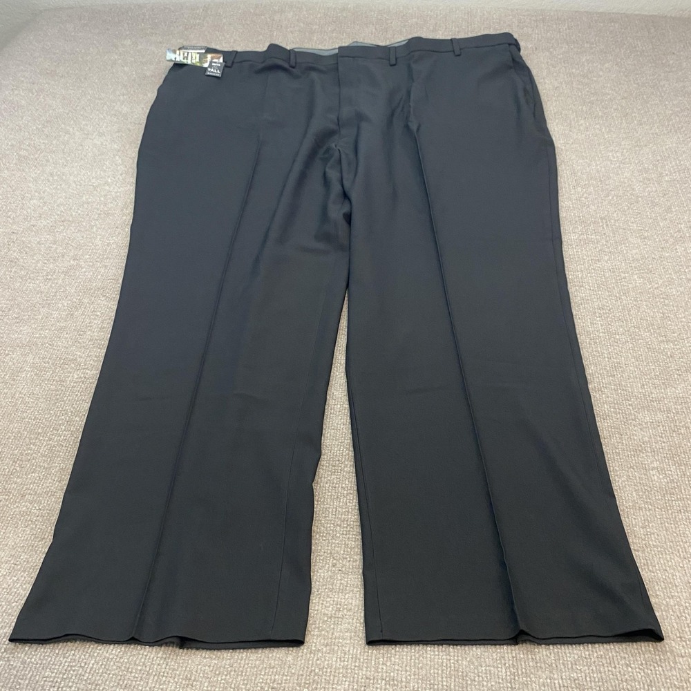 Haggar Pants Mens 56x32 Black Premium Comfort Dress Classic Fit Stretch Big Tall